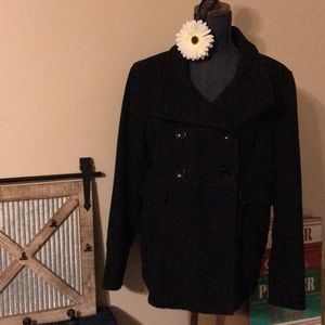 Wool blend ladies navy blue pea coat